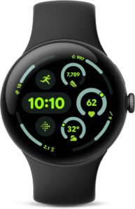Google Pixel Watch 3 (45mm) 2024 Model - Android Smartwatch with Heart Rate Tracking, Fitbit Advanced Running, Fitness Insights, 24-Hour Battery, Matte Black Aluminum Case, Obsidian Band, Wi
