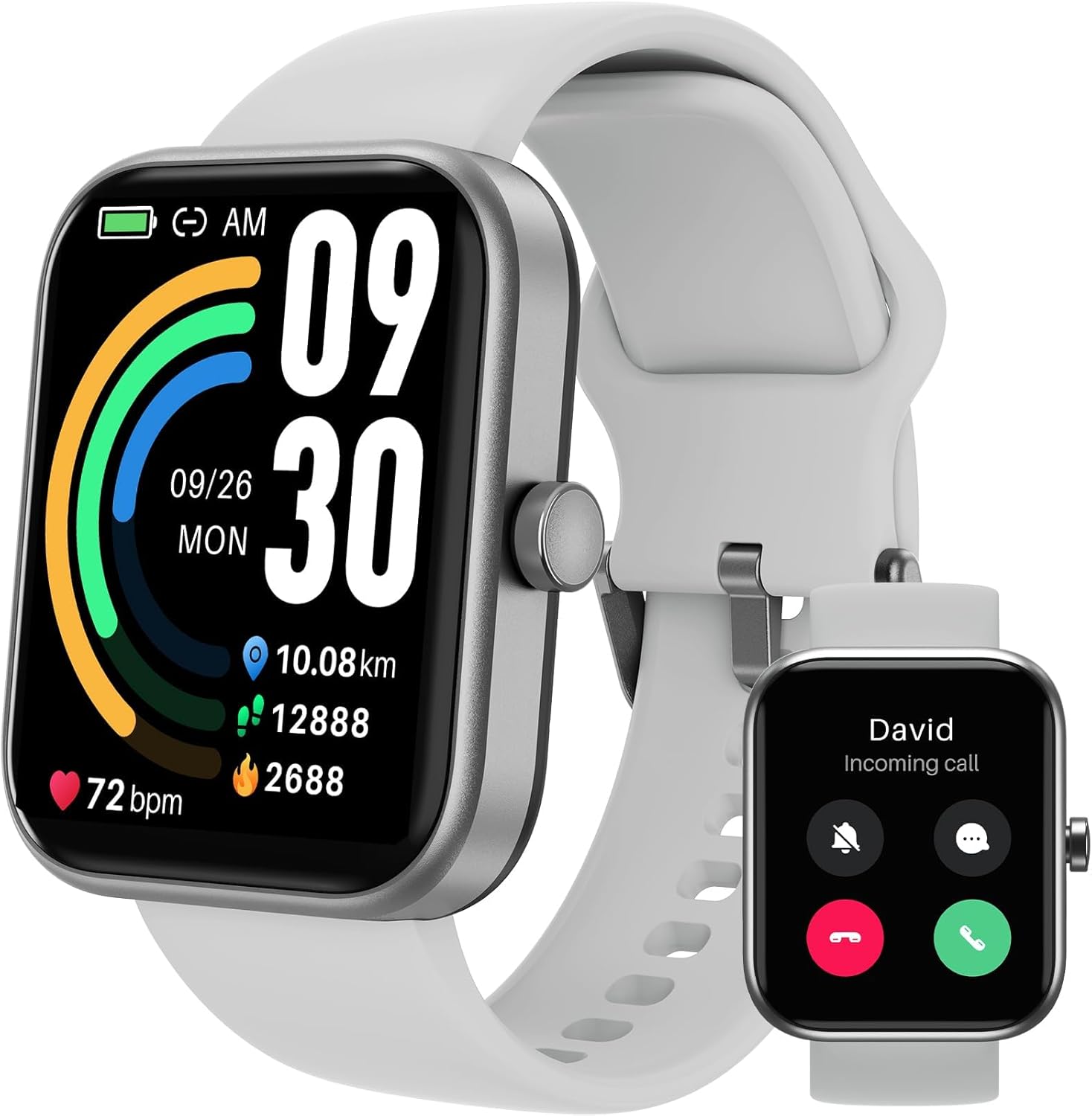 TOZO 2025 Upgraded Smart Watch for Men & Women, 1.83" Fitness Tracker with Bluetooth Call Answer/Make, IP68 Waterproof, Sleep Monitor, 100+ Sport Modes, Silver