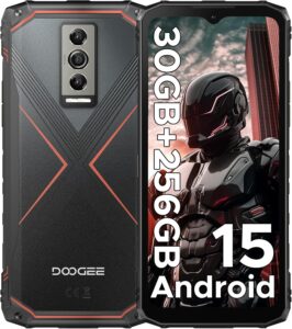 DOOGEE Blade10 Pro(2025) Android 15 Rugged Phone,10.7mm Ultra-Thin,30GB+256GB/TF 2TB,6.56HD+90Hz Rugged Smartphone,5150mAh,50MP+8MP Camera,NFC/Widevine L1/Face ID/IP68/IP69K/3 Card Slot(Red)