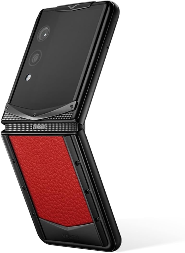 VERTU Quantum Flip Calfskin Series Android Smartphone, Snapdragon 8 Gen 4, 6.9" OLED 120Hz Display, 16GB RAM 1TB Storage, Quantum Privacy System,65W Fast Charging,Dual Screen Design(Raspberry Red)