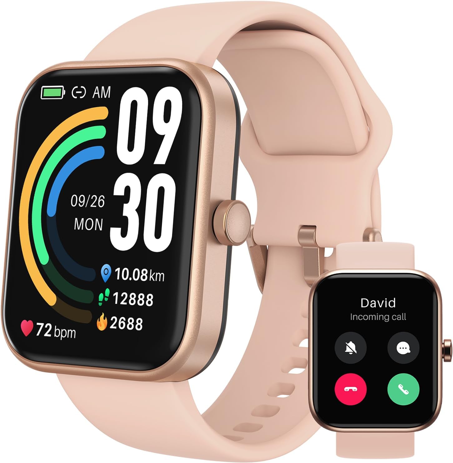TOZO Smart Watch 1.83" Fitness Tracker with Bluetooth Calling, IP68 Waterproof, Sleep Monitor, 100+ Sport Modes for iPhone and Android, Rose Gold