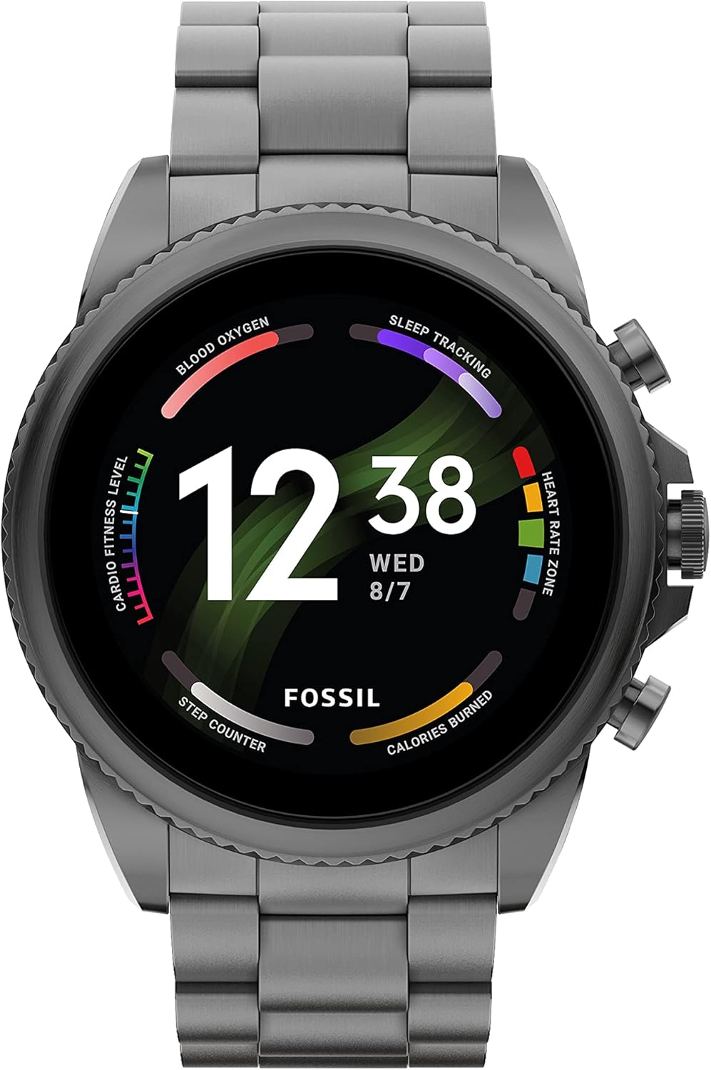 Fossil Men's Gen 6 44mm Stainless Steel Touchscreen Smartwatch in Smoke (Model FTW4059V/FTW4059R)