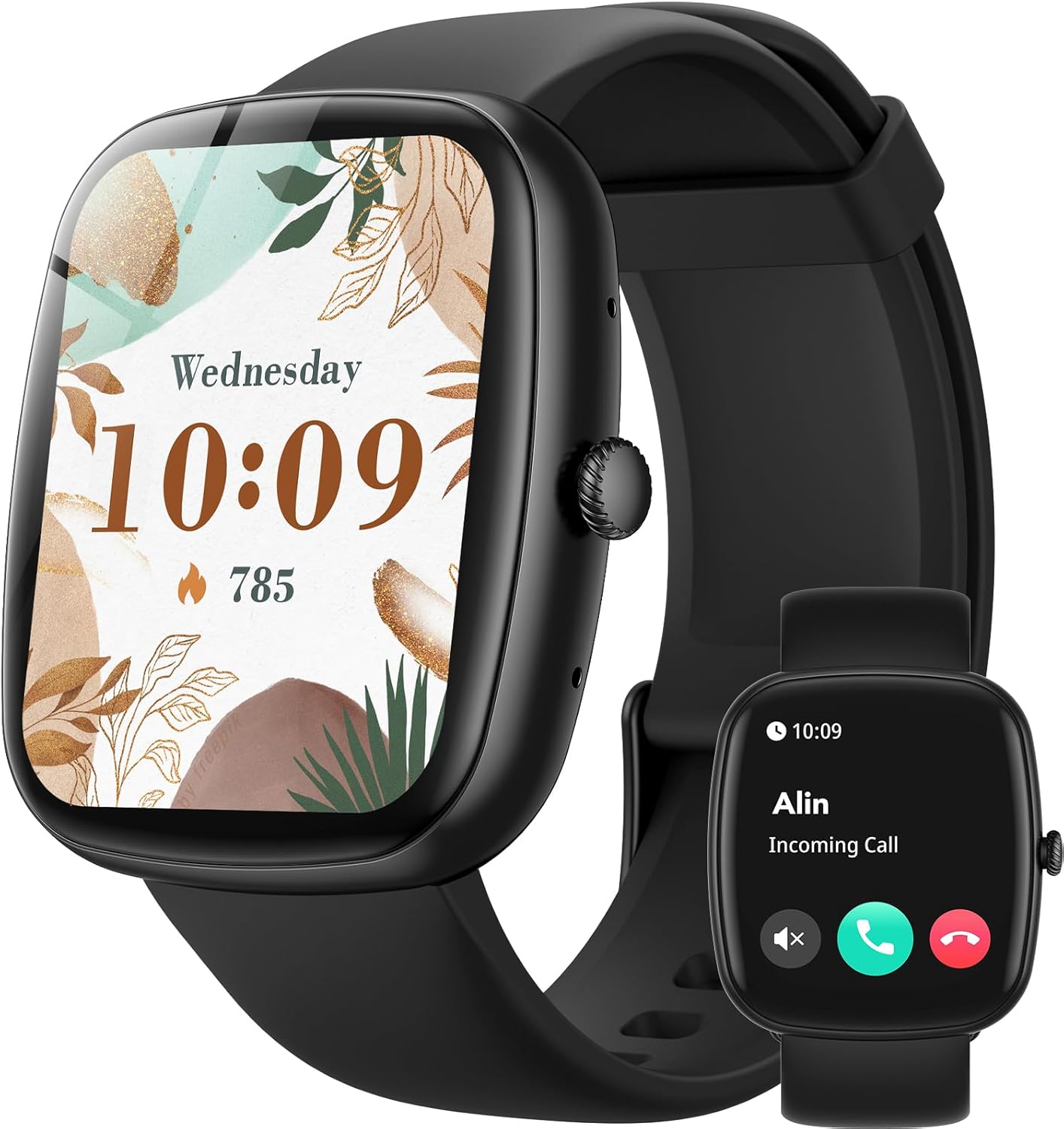 Parsonver Smart Watch for iOS & Android, Answer/Make Calls, IP68 Waterproof Fitness Tracker with Heart Rate & Sleep Monitor, HD Screen, Steps & Calories Counter, Black for Men & Women