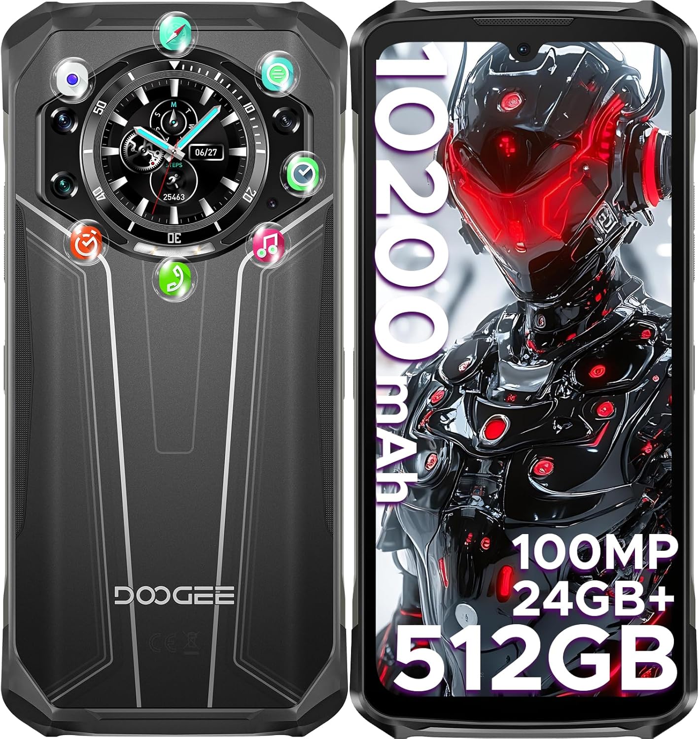 DOOGEE S119 (2025) Unlocked Rugged Phone | 24GB RAM 512GB Storage | 10200mAh Battery | 100MP Night Vision Camera