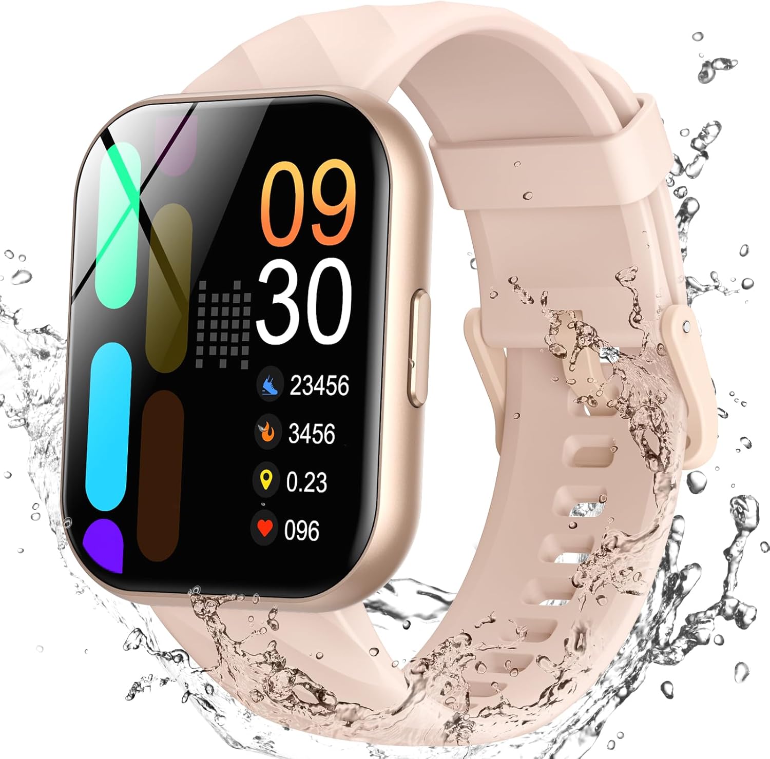 Parsonver Smart Watch 5ATM Waterproof Swimming Fitness Tracker with 110+ Sports Modes, Heart Rate Sleep SpO2 Calories Monitor for Android iPhone Rose Gold