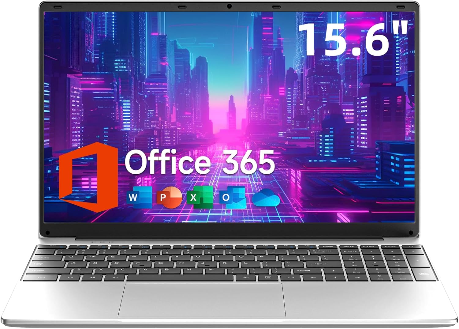 15.6 Inch Laptop with Office 365, Intel Processor, 4GB RAM 128GB SSD Expandable, HD Windows 11 Laptop for Business & Students