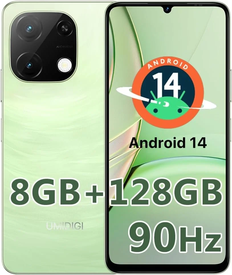 UMIDIGI G9T Unlocked Android Smartphone, 6.75" HD+ 90Hz Display, 4GB RAM 128GB Storage (Expandable to 1TB), 5000mAh Battery with 18W Fast Charging, 13MP Camera, Dual SIM 4G