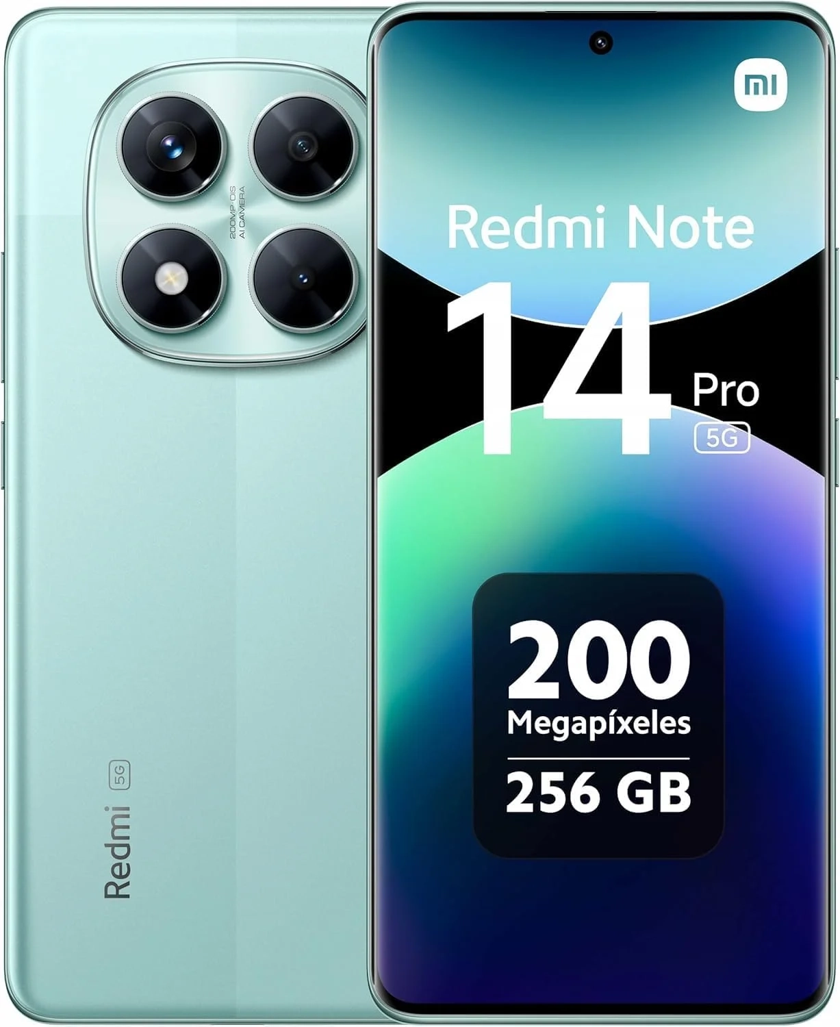 Xiaomi Redmi Note 14 Pro 5G Unlocked Smartphone, 256GB 8GB RAM, 200MP Pro AI Camera, 6.67" 120Hz Display, Dual SIM, Coral Green - Global Model for T