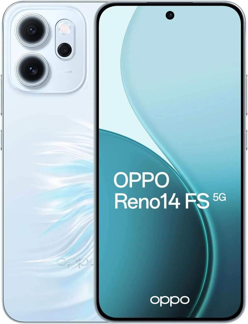 OPPO Reno14 FS 5G Unlocked Smartphone: 512GB Storage 12GB RAM, Dual SIM GSM International Version (Blue)