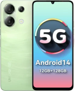 UMIDIGI G9 5G Unlocked Android Phone, 128GB Storage with 1TB Expandable, 6.75" 90Hz Display, 50MP Camera, 5000mAh Battery, Dual SIM, Face & Fingerprint Unlock (Green)