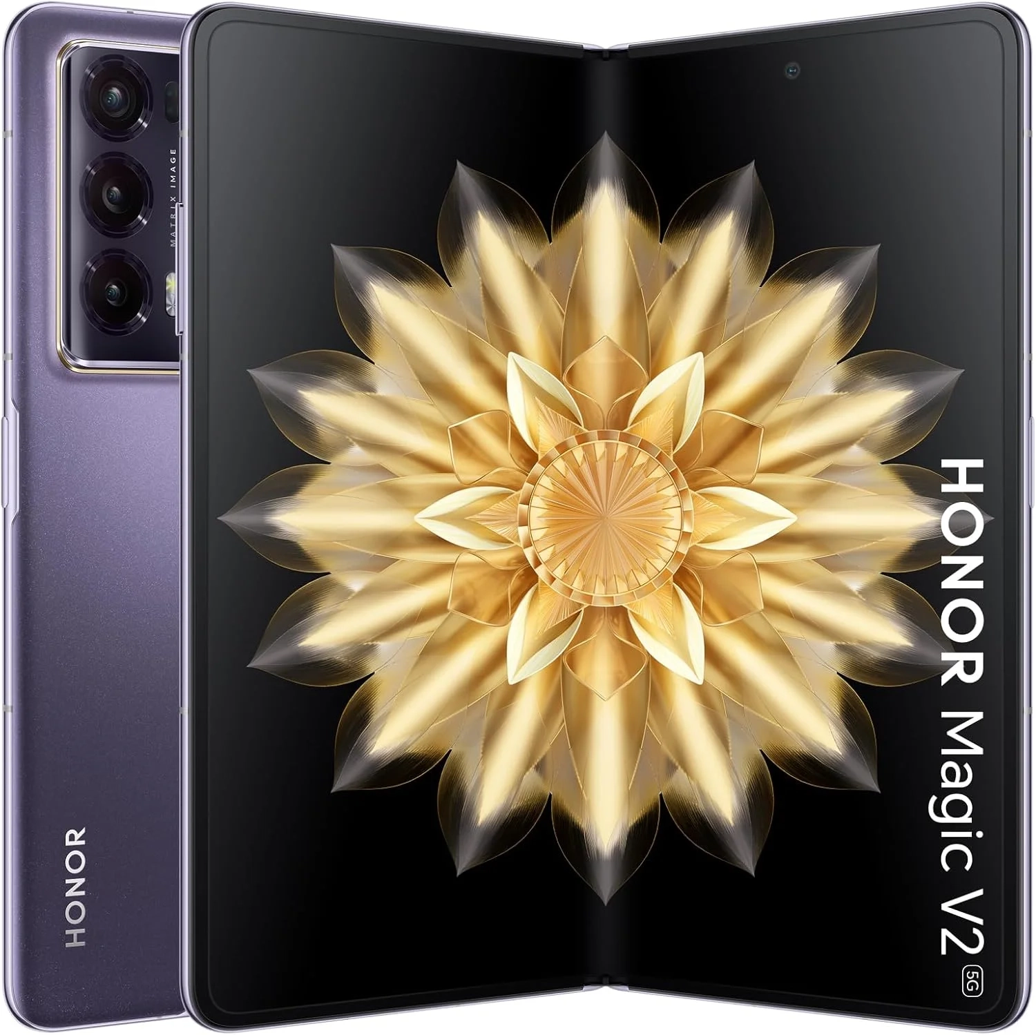 HONOR Magic V2 Unlocked Smartphone, 512GB 16GB RAM, 5G Dual SIM International Version (Phantom Purple)