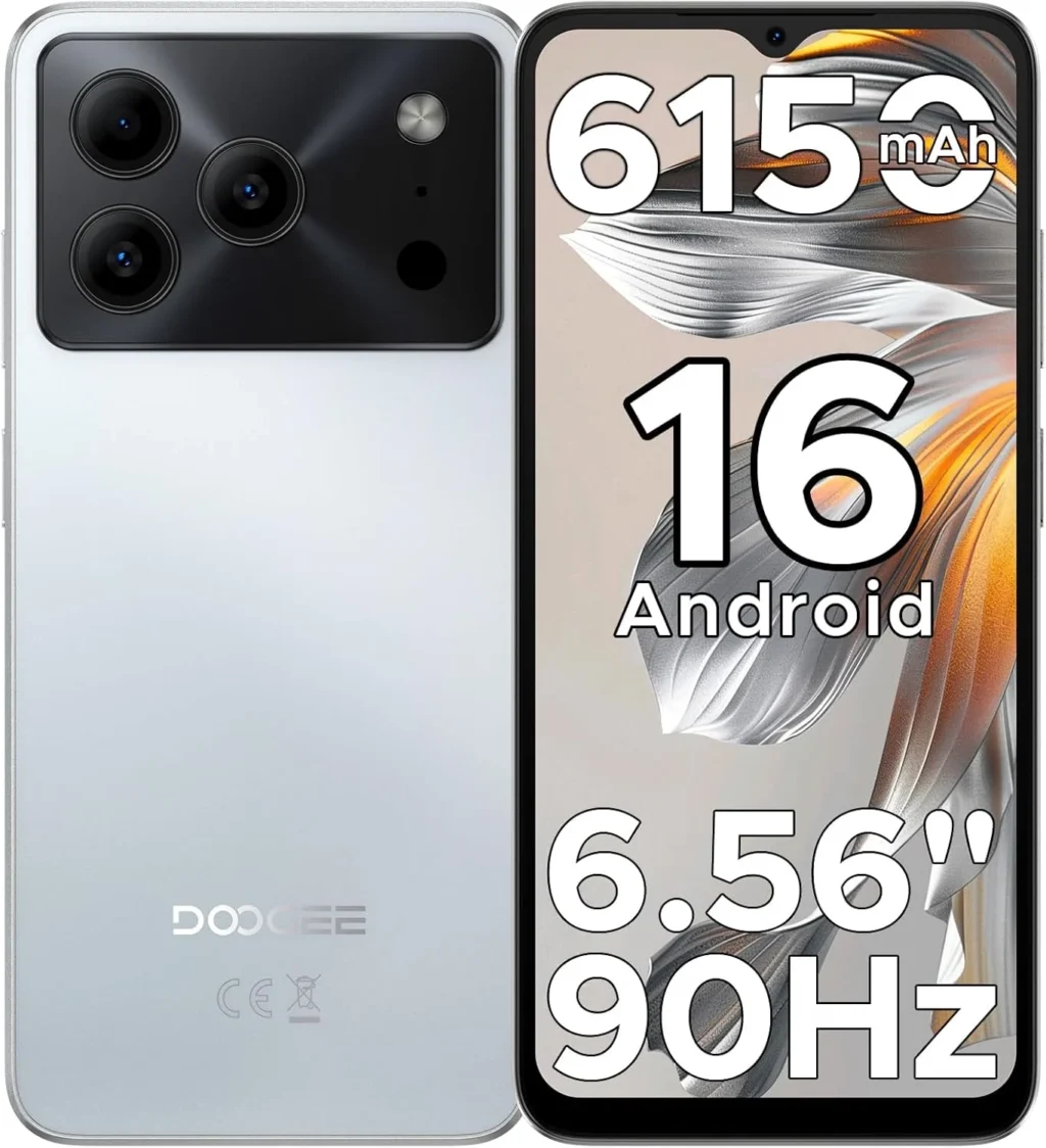 DOOGEE Note 56 Unlocked Smartphone, 24GB RAM 64GB ROM, 6.56" 90Hz Display, 6150mAh Battery, Android 16, 4G Dual SIM Cell Phone