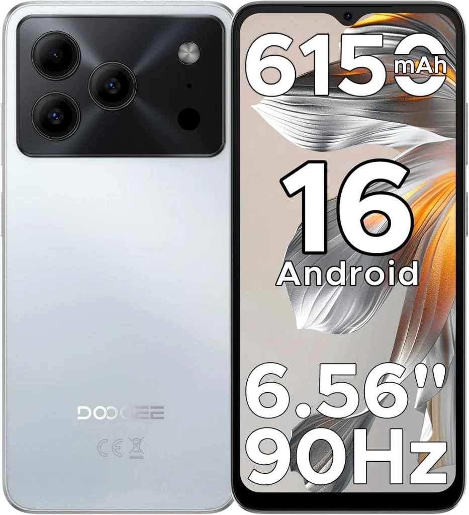 DOOGEE Note 56 Unlocked Smartphone, 24GB RAM 64GB ROM, 6.56" 90Hz Display, 6150mAh Battery, Android 16, 4G Dual SIM Cell Phone