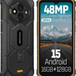 Ulefone RugKing 3 Pro Unlocked Rugged Phone: 16GB RAM 128GB, 6.56" 120Hz, IP69K Waterproof, 5600mAh, Android 15, 48MP Camera, Orange
