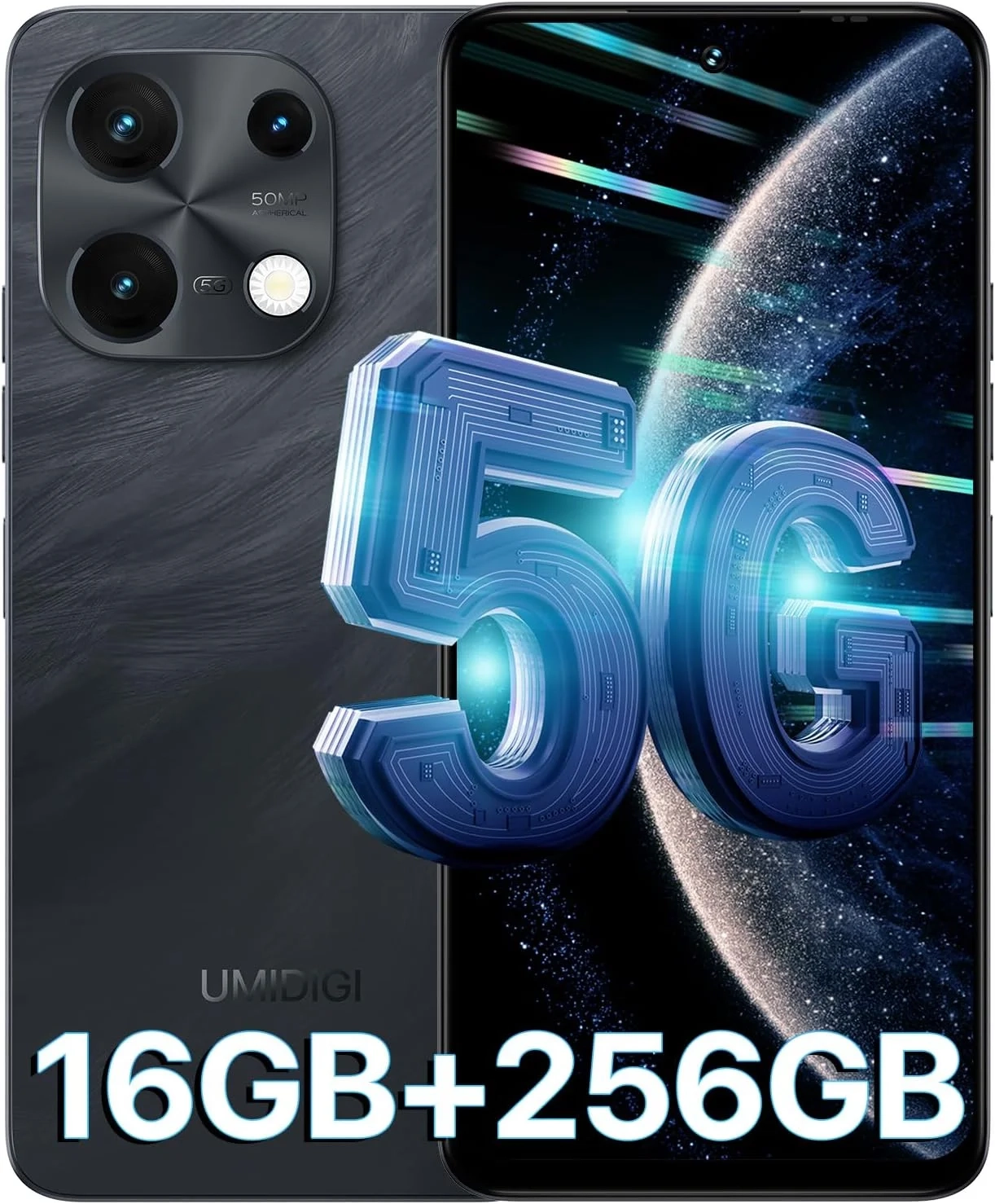 UMIDIGI Note 100 5G Unlocked Smartphone, 8+8GB RAM 256GB ROM (1TB Expandable), 50MP Quad Camera, 6.8" 120Hz Display, 5000mAh, Android 14, Dual SIM, White