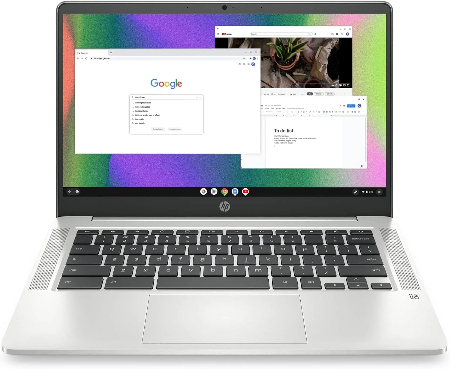 HP Chromebook 14 Laptop, Intel Celeron N4120, 4 GB RAM, 64 GB eMMC, 14" HD Display, Chrome OS, Thin