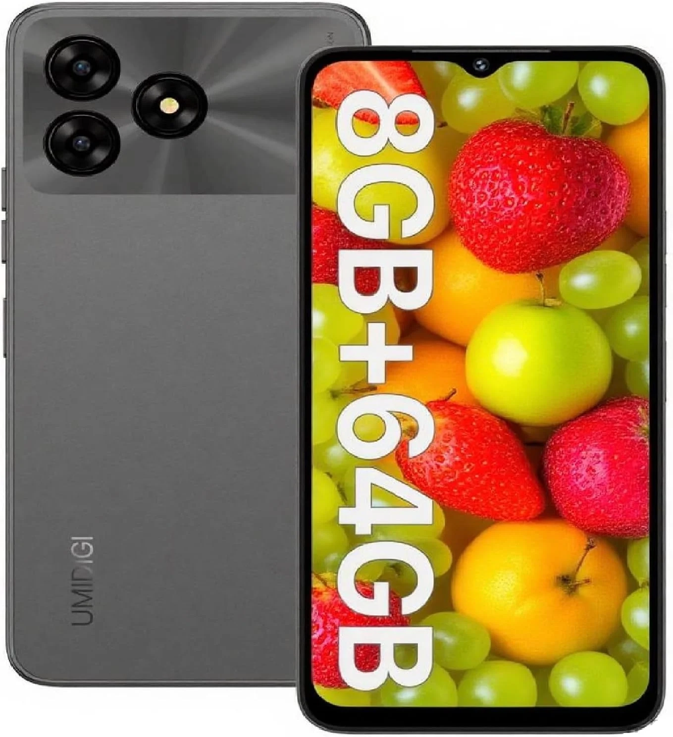 UMIDIGI G5A Unlocked Smartphone: 64GB Storage, 5000mAh Battery, 6.52" Full Screen and Triple Camera Android Mobile Phone (Grey)