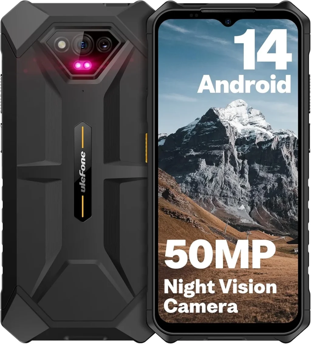 Ulefone Armor X13 Rugged Smartphone: Unlocked Android 14 Phone, 50MP Camera, 24MP Night Vision, 6.52" Screen, 6320mAh Battery, NFC, Dual 4G (12+64GB, Black)