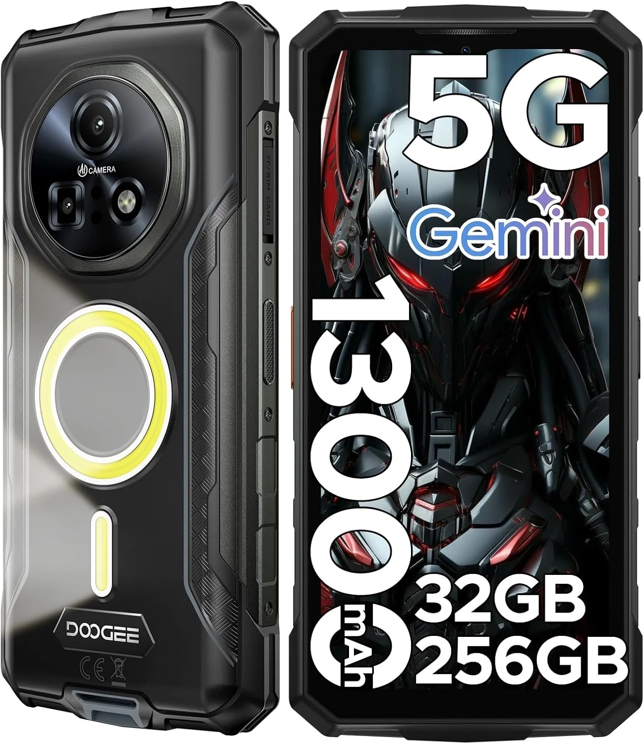 DOOGEE Fire 7 Pro Rugged Smartphone: 5G, 13000mAh Battery, 64MP Night Vision Camera, IP68 Waterproof, 256GB Storage with 2TB Expandable