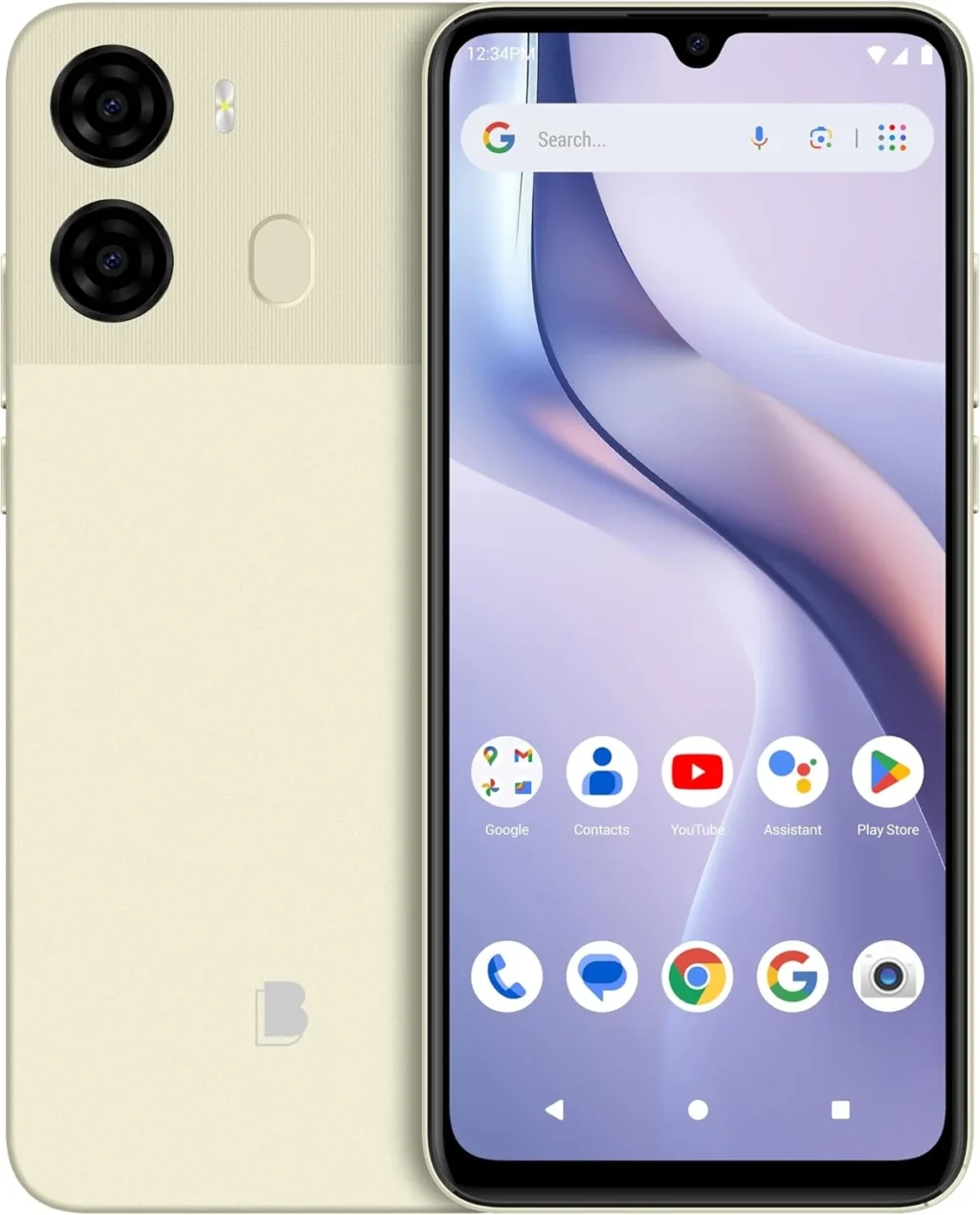 BLU K2 Unlocked Smartphone with 6.88" HD+ Display, 13MP Camera, 64GB Storage, 5000mAh Battery and Android 15 (US Version, Cream)