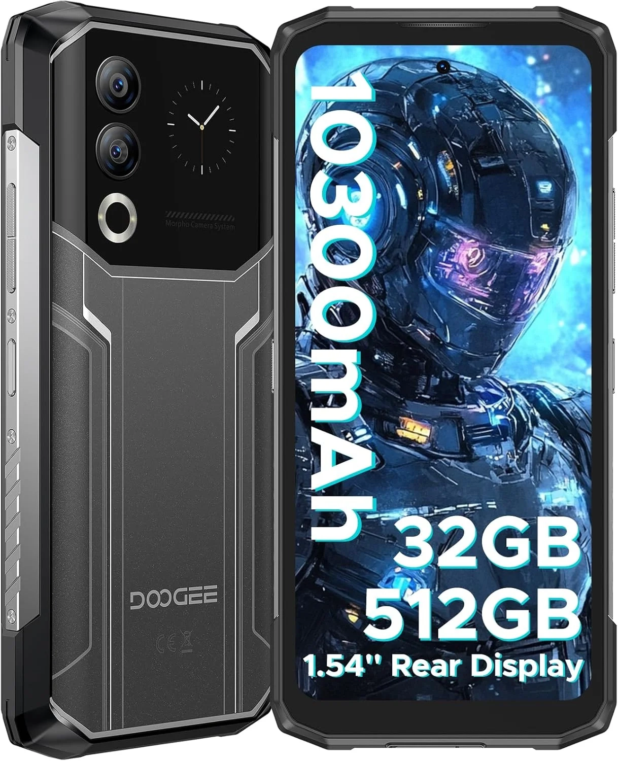 DOOGEE Blade 20 Ultra Rugged Smartphone Unlocked, 10300mAh Battery, 6.6" HD+ 90Hz Display, 50MP Camera, IP68/IP69K Waterproof, 512GB Expandable, Android 14