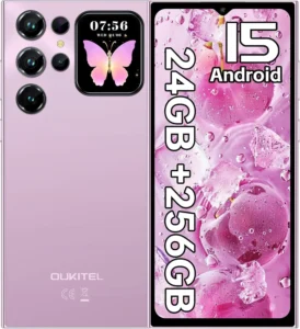 OUKITEL C62 PRO Unlocked Smartphone: 24GB RAM 256GB ROM with 6.88" Display, 5150mAh Battery, 13MP Camera, Android 15, Purple