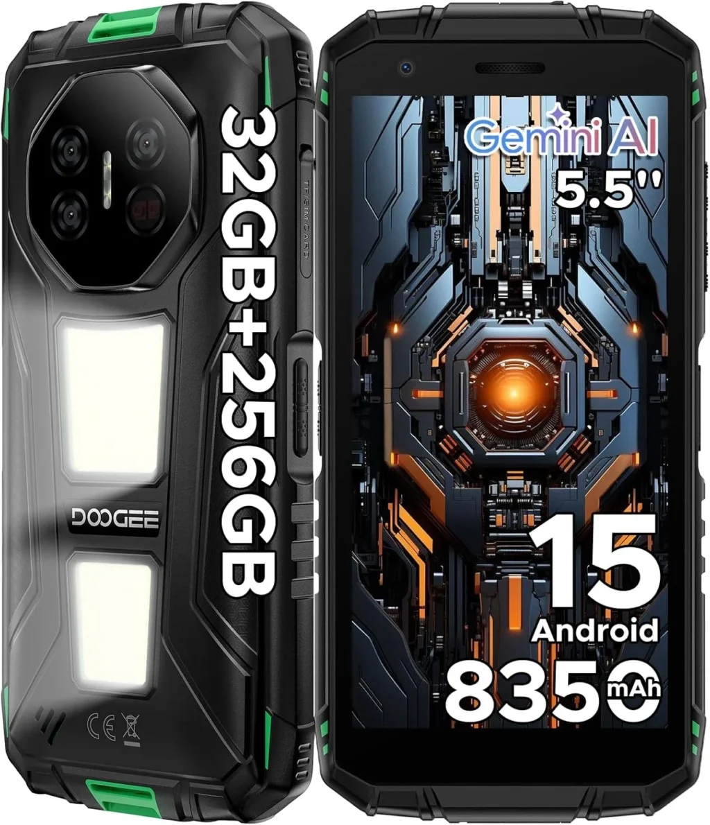 DOOGEE Fire 3 Max Rugged Smartphone Unlocked, 8350mAh Battery, 48MP Camera with Night Vision, 5.5" HD Display, IP68/IP69K Waterproof, 256GB Storage with 2TB Expandable, Android 15