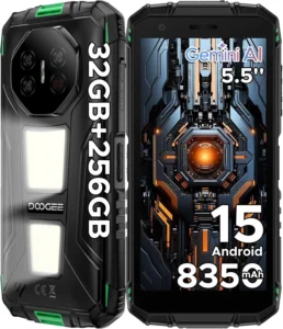 DOOGEE Fire 3 Max Rugged Smartphone Unlocked, 8350mAh Battery, 48MP Camera with Night Vision, 5.5" HD Display, IP68/IP69K Waterproof, 256GB Storage with 2TB Expandable, Android 15