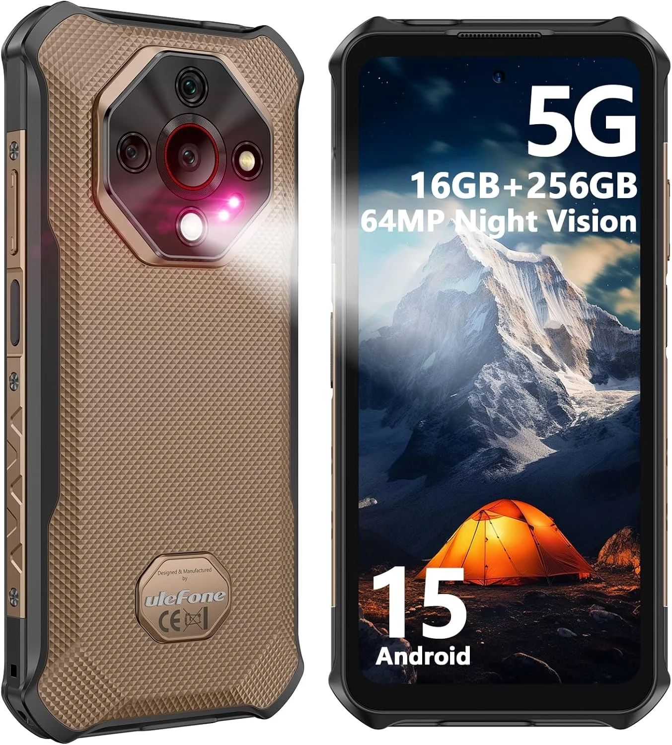 Ulefone Armor X16 Pro 5G Rugged Smartphone, 256GB, 10360mAh Battery, 64MP Camera, IP68 Waterproof, 120Hz Screen