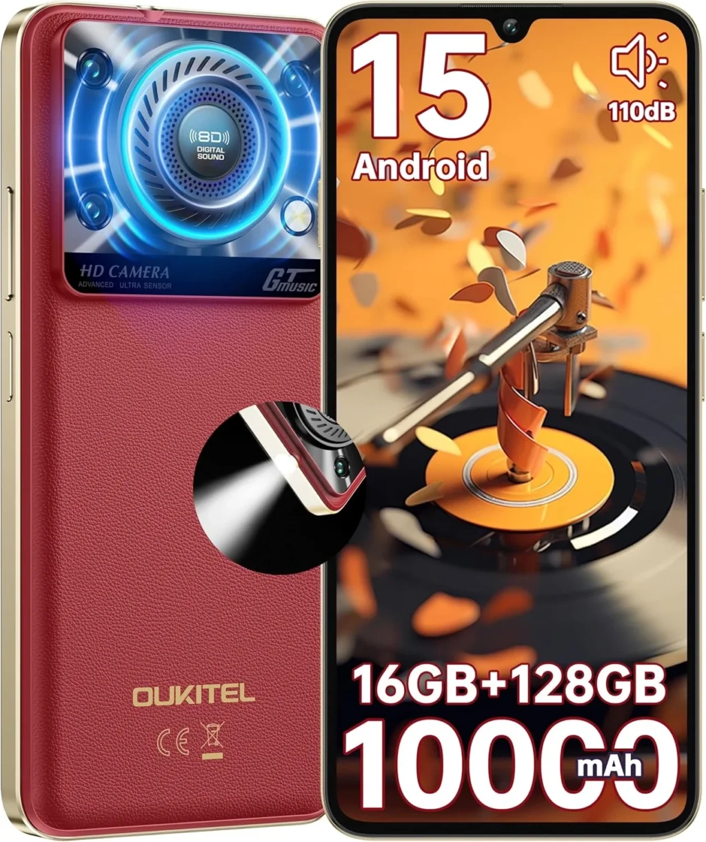 OUKITEL C60 Unlocked Smartphone with 10000mAh Battery, Android 15, 6.88" HD+ Display, 128GB Storage and 13MP Camera