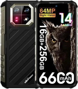 Ulefone Armor 22 Pro Unlocked Rugged Smartphone, 256GB, 6600mAh Battery, 64MP Night Vision Camera, 6.58" FHD+ Screen, Android 14, Dual SIM 4G, NFC, Black