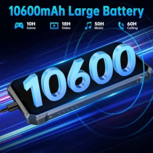 OUKITEL WP28S Rugged Smartphone Unlocked, 10600mAh Battery, IP68 Waterproof, 16GB RAM 128GB Storage, 6.52" HD Android 14 Cell Phone in Orange