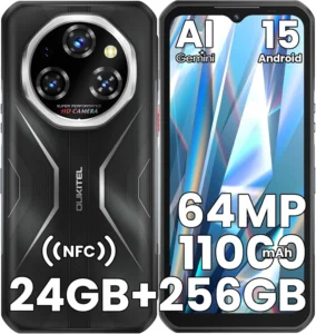 OUKITEL WP55S Rugged Smartphone Unlocked 256GB, 11000mAh Battery, 64MP Camera, 6.6" 120Hz Display, IP68/69K Waterproof, Android 15