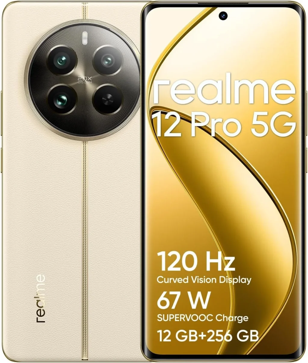realme 12 Pro 5G Unlocked Smartphone, 256GB 12GB RAM, Dual SIM International Version in Navigator Beige (GSM CDMA)