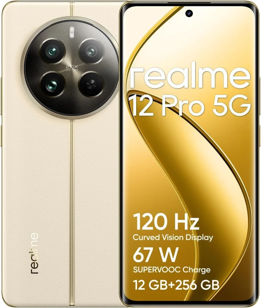 realme 12 Pro 5G Unlocked Smartphone, 256GB 12GB RAM, Dual SIM International Version in Navigator Beige (GSM CDMA)