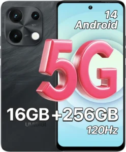 UMIDIGI Note 100 5G Unlocked Smartphone, 16GB RAM 256GB Expandable Storage, 6.8" 120Hz Display, 50MP Camera, Android 14, Dual SIM (Black)