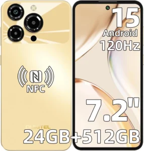 OUKITEL C69 Unlocked Smartphone: 7.2" 120Hz Display, 24GB RAM 512GB Storage, 6000mAh Battery, 64MP Camera, Android 15, 4G Dual SIM Mobile Phone