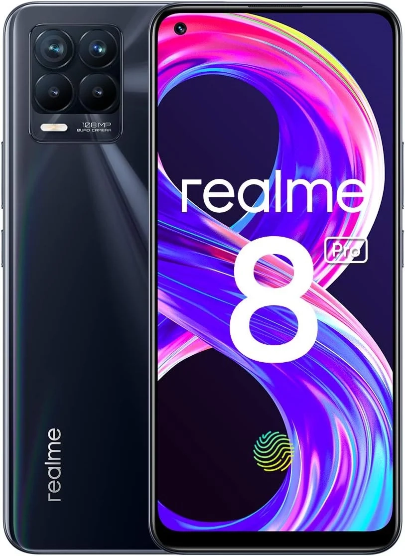 Realme 8 Pro Unlocked Smartphone: 128GB Storage, 8GB RAM, 4G LTE GSM, 6.4" Super AMOLED Display, 108MP Camera