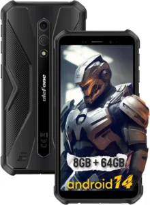 Ulefone Armor X12 Pro Unlocked Rugged Smartphone: 8GB RAM 64GB, Android 14, 4860mAh Battery, Waterproof, Dual SIM 4G LTE (Black)