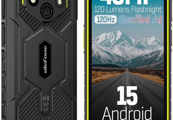 Ulefone RugKing 3 Pro Unlocked Rugged Phone: 16GB RAM 128GB, 6.56" 120Hz, 48MP Camera, IP69K Waterproof, 5600mAh, Android 15, Fast Dock Charging (Green)