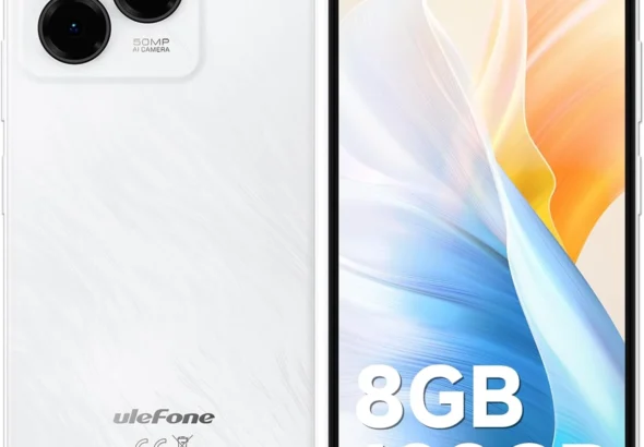 Ulefone Note 20 Pro Unlocked Smartphone, 8GB RAM 128GB, 6.75" 90Hz Display, 50MP AI Camera, 6000mAh Battery, Android 14, Dual 4G LTE, Fingerprint & Face Unlock (White)