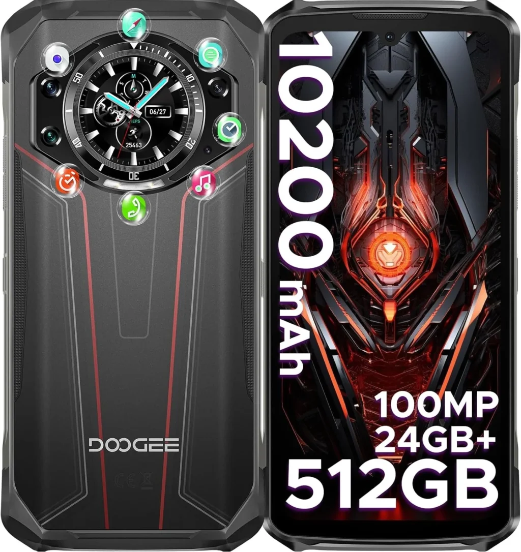 DOOGEE S119 Rugged Unlocked Smartphone: 10200mAh Battery, 24GB RAM 512GB ROM, 100MP Camera, 6.72" FHD+ Rugged Phone with Night Vision and NFC