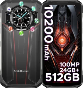 DOOGEE S119 Rugged Unlocked Smartphone: 10200mAh Battery, 24GB RAM 512GB ROM, 100MP Camera, 6.72" FHD+ Rugged Phone with Night Vision and NFC