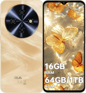 OUKITEL C5 Unlocked Smartphone: 6.52" Display, 4+12GB RAM, 64GB ROM, 5000mAh Battery, 13MP Camera, 4G Dual SIM Android Phone (Gold)