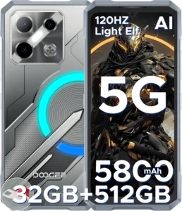 DOOGEE Blade GT Pro 5G Rugged Smartphone: 5800mAh Battery, 100MP Camera, 512GB Storage, 6.72" 120Hz Display, NFC, Face ID