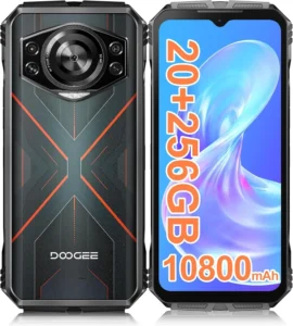 DOOGEE S Cyber Rugged Phone Unlocked - 10800mAh Battery, 20GB RAM 256GB ROM, 50MP Camera, 6.58" FHD+ Screen, Android 14, Dual SIM, IP68 Waterproof
