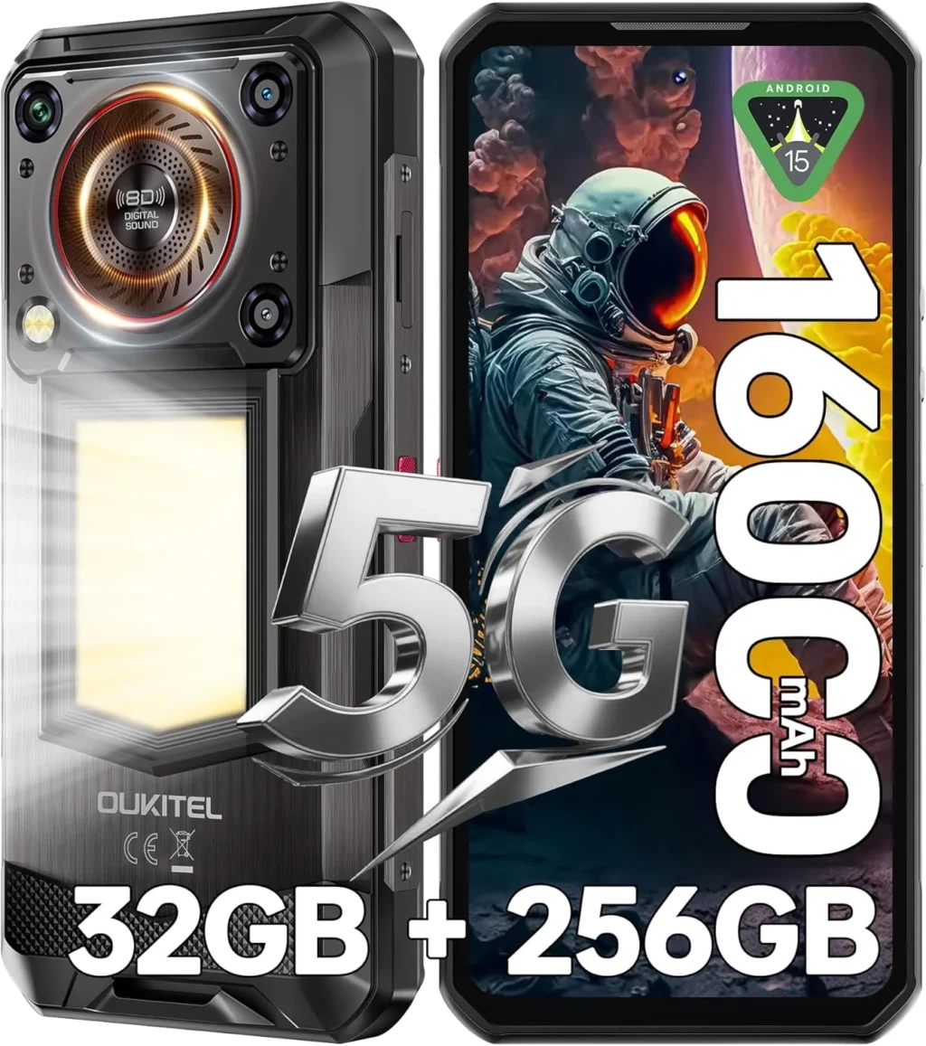 OUKITEL WP56 5G Rugged Unlocked Phone: 16000mAh Battery, 108MP Camera, 6.8" Display, 45W Fast Charging, 256GB Storage