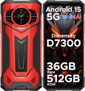 DOOGEE S200 Plus 5G Rugged Smartphone: 36GB RAM 512GB, 10100mAh, 100MP Camera, 6.72" 120Hz Android 15 Phone with Gemini AI