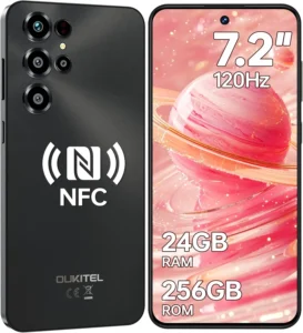 OUKITEL C68 Unlocked Smartphone: 7.2" 120Hz Display, 24GB RAM 256GB ROM, 6000mAh Battery, 64MP Camera, Android 15, 4G Dual SIM