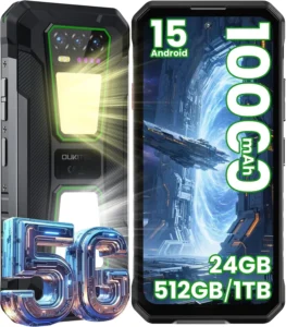 OUKITEL WP58 PRO Rugged Smartphone Unlocked, 24GB RAM 512GB, 10000mAh Battery, 6.8" 120Hz, 108MP Camera, Waterproof, Loud Speaker, NFC, Android 15 (Green)